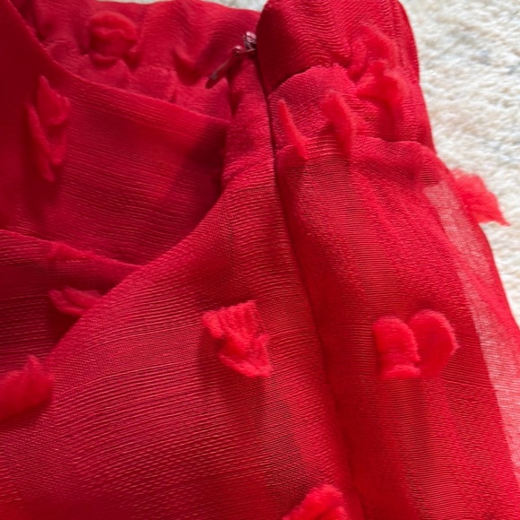 Anthropologie Marlowe M Red Ruffled Eyelash  Midi Skirt Design Style Keepers - Picture 5 of 6